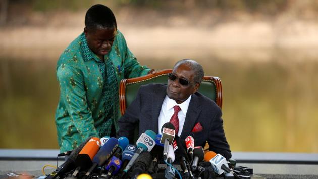 Mugabe, 94, who was ousted by the military in November, voted at his customary polling station in Harare alongside his wife Grace after a surprise two-hour press conference at his home on Sunday when he called for voters to reject ZANU-PF. (Siphiwe Sibeko / REUTERS) Mugabe, 94, who was ousted by the military in November, voted at his customary polling station in Harare alongside his wife Grace after a surprise two-hour press conference at his home on Sunday when he called for voters to reject ZANU-PF. (Siphiwe Sibeko / REUTERS)