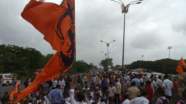 The Maratha community protests in Navi Mumbai last week.(HT Photo)