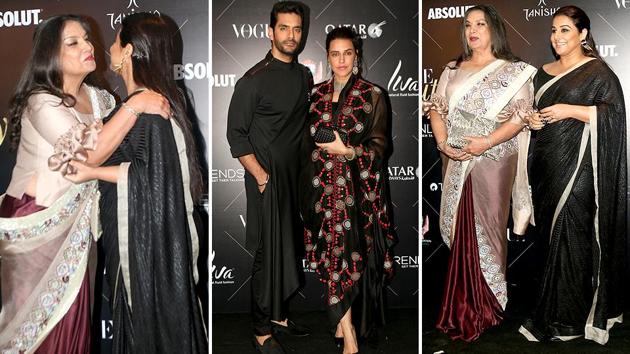 There was a lot of bonhomie between Shabana Azmi and Vidya Balan. Recently married couple Angad Bedi and Neha Dhupia were also there for the Vogue Beauty Awards. (IANS) There was a lot of bonhomie between Shabana Azmi and Vidya Balan. Recently married couple Angad Bedi and Neha Dhupia were also there for the Vogue Beauty Awards. (IANS)