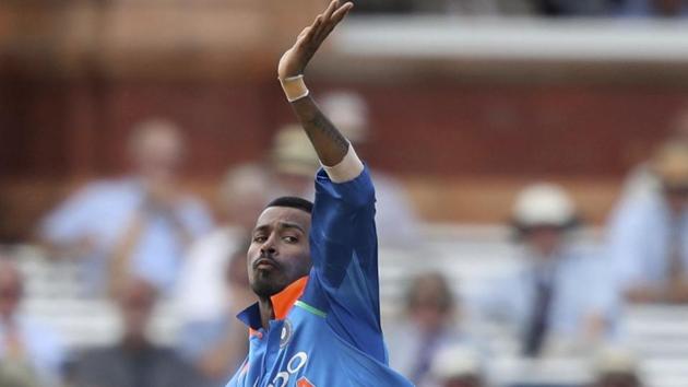 India's Hardik Pandya bowls during the second one day international cricket match between England and India at Lord's.(AP)