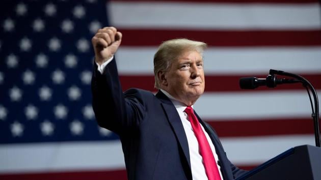 (FILES) In this file photo taken on July 31, 2018 US President Donald Trump speaks during a campaign rally at the Florida State Fairgrounds Expo Hall in Tampa, Florida.(AFP)