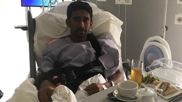 Wriddhiman Saha, who has played 32 Test matches for India, missed the England Test series due to injury.(Twitter (@BCCI))