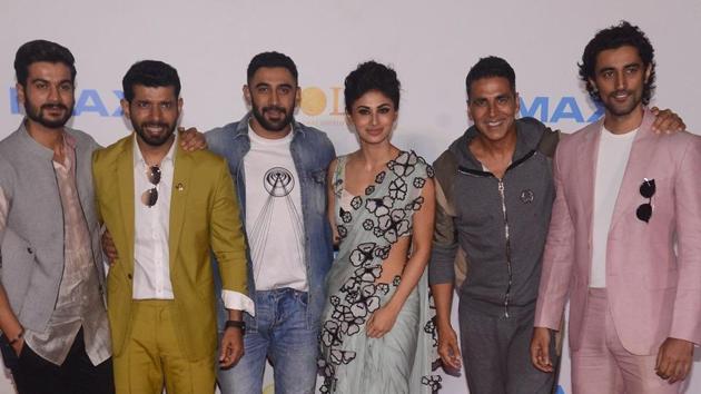 Akshay Kumar, Mouni Roy, Kunal Kapoor, Vineet Singh among other actors of the upcoming film, Gold in Mumbai on Wednesday.(Viral Bhayani)