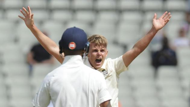 England's Sam Curran appeals for the dismissal of India's Murali Vijay during the second day of the first test cricket match between England and India at Edgbaston in Birmingham, England, Thursday, Aug. 2, 2018. Vijay was dismissed after a review.(AP)