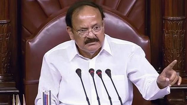 Vice President M Venkaiah Naidu conducts the proceedings of Rajya Sabha during the Monsoon session of Parliament, in New Delhi on Wednesday, Aug 1, 2018. (PTI) Vice President M Venkaiah Naidu conducts the proceedings of Rajya Sabha during the Monsoon session of Parliament, in New Delhi on Wednesday, Aug 1, 2018. (PTI)