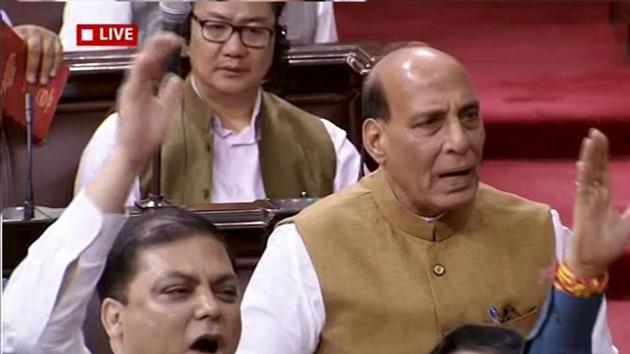 Union Home Minister Rajnath Singh speaks in the Rajya Sabha during the Monsoon session of Parliament in New Delhi. (PTI Photo) Union Home Minister Rajnath Singh speaks in the Rajya Sabha during the Monsoon session of Parliament in New Delhi. (PTI Photo)