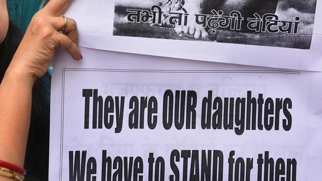 Activists shout slogans during a protest over the alleged sexual abuse of girls at a shelter home in Muzaffarpur. (Sonu Mehta/HT File Photo) Activists shout slogans during a protest over the alleged sexual abuse of girls at a shelter home in Muzaffarpur. (Sonu Mehta/HT File Photo)