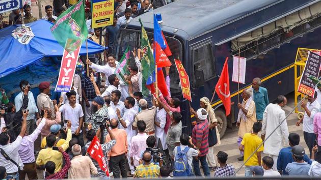 Normal life was hit in parts of Bihar during a state-wide bandh called by Left parties in protest against the alleged sexual abuse of minor girls at a shelter home in Muzaffarpur city and against incidents of atrocity on Dalits. (PTI)