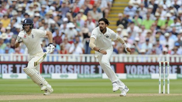 England's Dawid Malan takes a run, as India's Ishant Sharma waits for the ball during the third day of the first test cricket match between England and India at Edgbaston.Ravichandran Ashwin drew first blood for India as he dismissed Keaton Jennings for 8 and followed it up with the important wicket of Joe Root. (Rui Vieira / AP) England's Dawid Malan takes a run, as India's Ishant Sharma waits for the ball during the third day of the first test cricket match between England and India at Edgbaston.Ravichandran Ashwin drew first blood for India as he dismissed Keaton Jennings for 8 and followed it up with the important wicket of Joe Root. (Rui Vieira / AP)