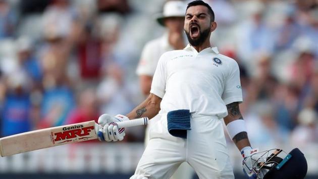 Cricket - England v India - First Test - Edgbaston, Birmingham, Britain - August 2, 2018 India's Virat Kohli celebrates scoring a century.(Action Images via Reuters)