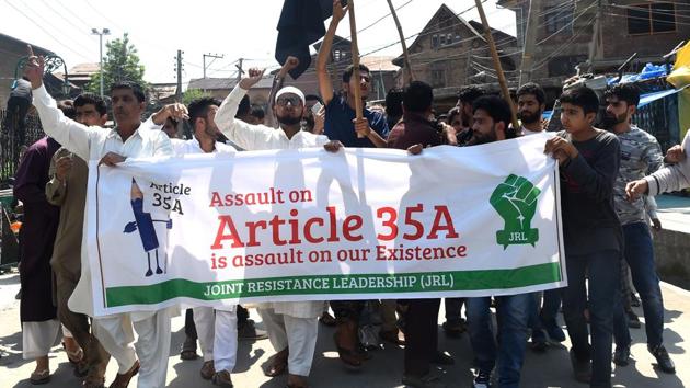 Article 35A, which was incorporated in the Constitution by a 1954 Presidential Order, accords special rights and privileges to the citizens of Jammu and Kashmir. (AFP) Article 35A, which was incorporated in the Constitution by a 1954 Presidential Order, accords special rights and privileges to the citizens of Jammu and Kashmir. (AFP)