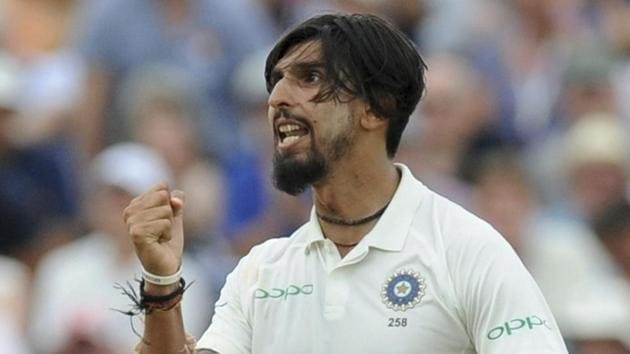 shant Sharma celebrates the dismissal of England's Stuart Broad during the third day of the first test cricket match between England and India at Edgbaston.(AP)