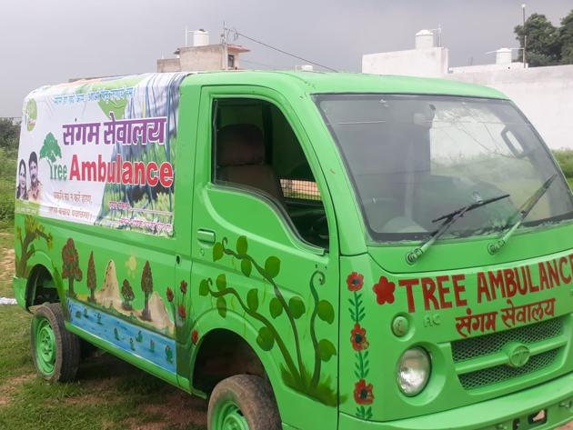 Photo of a Tree ambulance running in Chhatarpur district to take care of trees(HT Photo)
