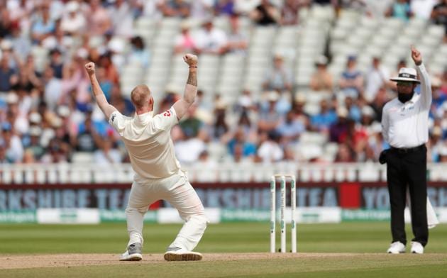 Ben Stokes celebrates the wicket of India's Virat Kohli. (REUTERS)