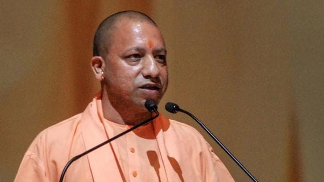 Uttar Pradesh CM Yogi Adityanath addressing the orientation session of Gautam Buddha University, in Greater Noida on August 3, 2018. CM Adityanath said the BJP-led National Democratic Alliance (NDA) had entered the poll fray under the declared leadership of Prime Minister Modi.(PTI)