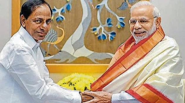 Telangana chief minister K Chandrashekhar Rao (left) has met Prime Minister?Narendra?Modi twice in over a month. (PTI) Telangana chief minister K Chandrashekhar Rao (left) has met Prime Minister?Narendra?Modi twice in over a month. (PTI)