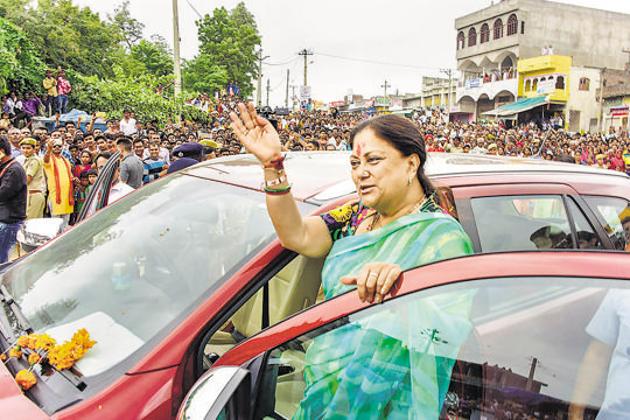 Rajasthan chief minister Vasundhara Raje will cover 165 of the 200 assembly constituencies in the state during the Gaurav Yatra. (PTI) Rajasthan chief minister Vasundhara Raje will cover 165 of the 200 assembly constituencies in the state during the Gaurav Yatra. (PTI)