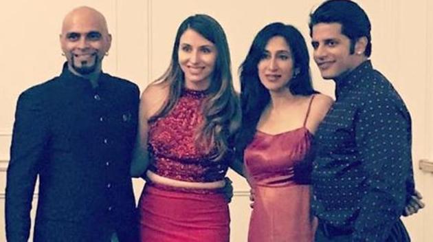 Raghu Ram with fiancee Natalie Di Luccio and actor Karanvir Bohra and his wife Teejay Sidhu.