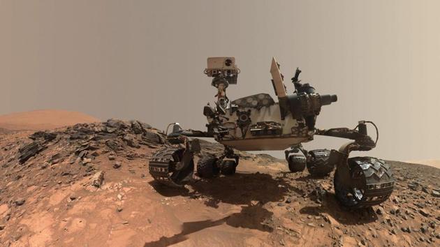 A low-angle self-portrait of NASA's Curiosity Mars rover vehicle at the site from which it reached down to drill into a rock target called ‘Buckskin’ on lower Mount Sharp.(AFP File Photo)