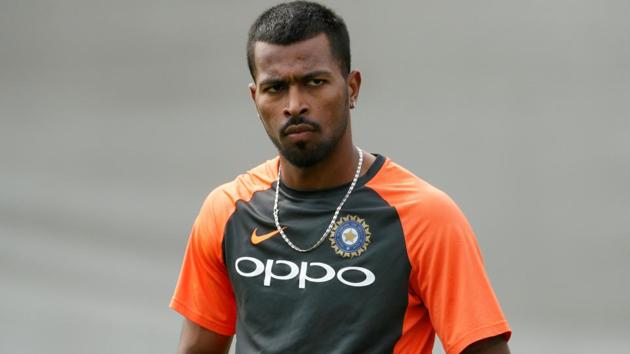Hardik Pandya during nets ahead of the second Test between India and England at Lord’s.(Action Images via Reuters)