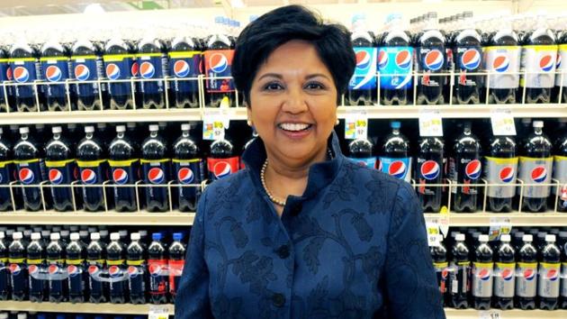 Former PepsiCo CEO Indra Nooyi poses for a portrait by products at the Tops SuperMarket in Batavia, New York.(Reuters File) Former PepsiCo CEO Indra Nooyi poses for a portrait by products at the Tops SuperMarket in Batavia, New York.(Reuters File)