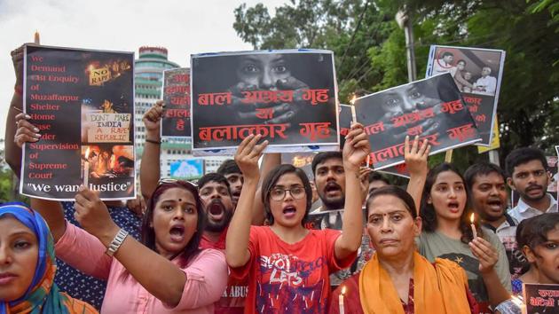 Members of different organisation stage a protest march against the recent incident of Muzaffarpur shelter home rape case, in Patna. A couple, who manage a shelter home for women and girls in Uttar Pradesh’s Deoria town, has been arrested after inmates were found missing and they were accused of running a sex racket. (PTI File) Members of different organisation stage a protest march against the recent incident of Muzaffarpur shelter home rape case, in Patna. A couple, who manage a shelter home for women and girls in Uttar Pradesh’s Deoria town, has been arrested after inmates were found missing and they were accused of running a sex racket. (PTI File)