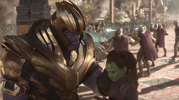 Thanos and Gamora in a still from Avengers: Infinity War.