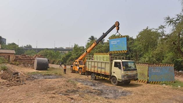Metro-3 work on at Aarey in Mumbai.(HT FILE) Metro-3 work on at Aarey in Mumbai.(HT FILE)