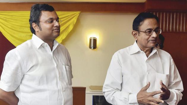 A Delhi court on Tuesday extended till October 8 the interim protection from arrest granted to former Union minister P Chidambaram and his son Karti in Aircel-Maxis cases filed by the CBI and the ED. Special CBI Judge OP Saini put up the matter for October 8 after the counsel appearing for the agencies told the court that the main counsel was not well and requested time. (R Senthil Kumar / PTI File) 