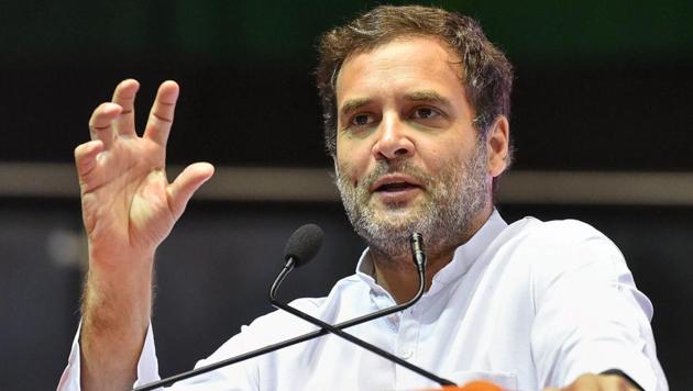 Congress president Rahul Gandhi speaks during the 'Mahila Adhikar Sammelan' in New Delhi on Tuesday. (PTI) Congress president Rahul Gandhi speaks during the 'Mahila Adhikar Sammelan' in New Delhi on Tuesday. (PTI)