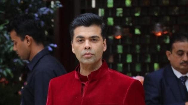 Karan Johar during engagement of Akash Ambani and Shloka Mehta at Antilia in Mumbai on June 28.(IANS)