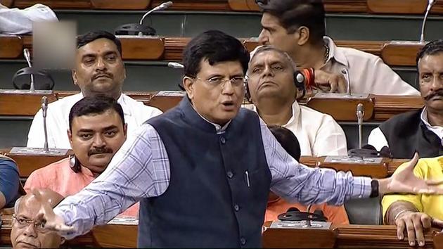 Finance Minister Piyush Goyal speaks in the Lok Sabha during the Monsoon session of Parliament, in New Delhi on Tuesday, Aug 7, 2018. (PTI) Finance Minister Piyush Goyal speaks in the Lok Sabha during the Monsoon session of Parliament, in New Delhi on Tuesday, Aug 7, 2018. (PTI)