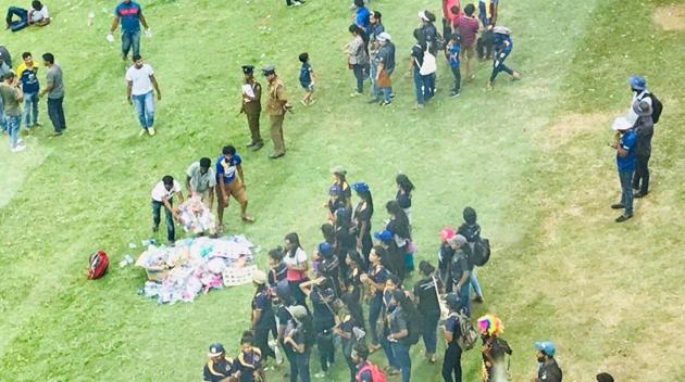 Sri Lanka fans cleaned the Palakelle Stadium after their ODI encounter against South Africa on Sunday. (Twitter) Sri Lanka fans cleaned the Palakelle Stadium after their ODI encounter against South Africa on Sunday. (Twitter)