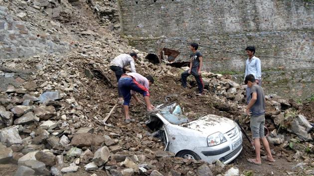 The district administration of Kinnaur district in Himachal Pradesh has called off the annual Kinner Kailash pilgrimage, which commenced on August 1, after continuous rain caused flash flooding in nullahs and rivulets. Meanwhile, torrential rain in Himachal Pradesh claimed a life on Tuesday, while damaging scores of roads and bridges. (Deepak Sansta / HT File) The district administration of Kinnaur district in Himachal Pradesh has called off the annual Kinner Kailash pilgrimage, which commenced on August 1, after continuous rain caused flash flooding in nullahs and rivulets. Meanwhile, torrential rain in Himachal Pradesh claimed a life on Tuesday, while damaging scores of roads and bridges. (Deepak Sansta / HT File)