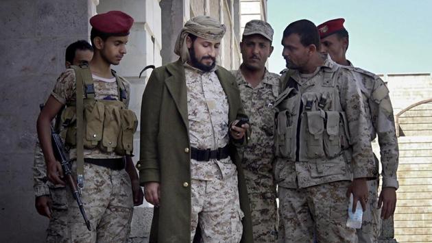 “There is no filtering in the war. We are all together,” said one activist. Abdel-Sattar al-Shamiri, a former adviser to Taiz’s governor, recognized al-Qaida presence from the start and told commanders not to recruit members. Their response was, ‘We will unite with the devil in the face of Houthis.’ One of the main recruiters of al-Qaida fighters is Adnan Rouzek (C), tapped by President Hadi to be a top military commander. (AP) “There is no filtering in the war. We are all together,” said one activist. Abdel-Sattar al-Shamiri, a former adviser to Taiz’s governor, recognized al-Qaida presence from the start and told commanders not to recruit members. Their response was, ‘We will unite with the devil in the face of Houthis.’ One of the main recruiters of al-Qaida fighters is Adnan Rouzek (C), tapped by President Hadi to be a top military commander. (AP)