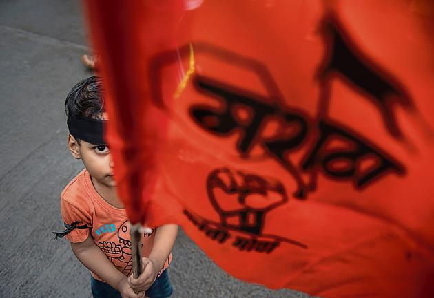Members of the Maratha community gathered outside the collector’s office in Bandra on Thursday. (HT Photo) Members of the Maratha community gathered outside the collector’s office in Bandra on Thursday. (HT Photo)