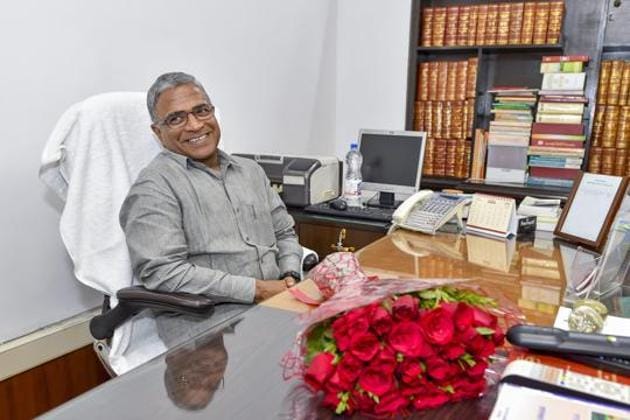 Deputy chairperson of the Rajya Sabha Harivansh is seen after taking charge in this file photo.(PTI Photo)