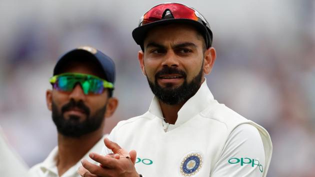 Virat Kohli celebrates after the wicket of England's Ben Stokes.(Action Images via Reuters)