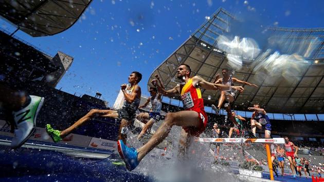 Sebastian Martos of Spain competes in the Men’s 3000m Steeplechase Qualifications during the 2018 European Championships at the Olympic Stadium in Berlin, Germany. (Kai Pfaffenbach / REUTERS) Sebastian Martos of Spain competes in the Men’s 3000m Steeplechase Qualifications during the 2018 European Championships at the Olympic Stadium in Berlin, Germany. (Kai Pfaffenbach / REUTERS)
