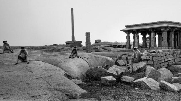 A view of Hampi’s ruins, photographed by Rajib De. The exhibition, ‘A Tale of Two Cities: Hampi and Newtown’ is a visual study of urban memory and is on view at the India International Centre in New Delhi on August 10. (Rajib De) A view of Hampi’s ruins, photographed by Rajib De. The exhibition, ‘A Tale of Two Cities: Hampi and Newtown’ is a visual study of urban memory and is on view at the India International Centre in New Delhi on August 10. (Rajib De)