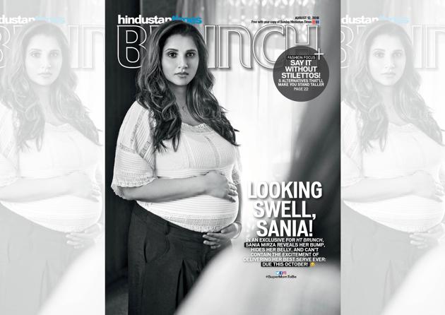 Sania Mirza is seven months pregnant and her delivery is due in October. Sania wears a lace shirt from Zara . Photography Assistant: Sheldon Sandos;Styling Assistant: Tanusha Bajaj; Make-up: Ajay Vishwasrao; Hair: Seema Khan; Location Courtesy: La Sultana Suite designed by Tarun Tahiliani at The Park Hyderabad(Rohan Shrestha)