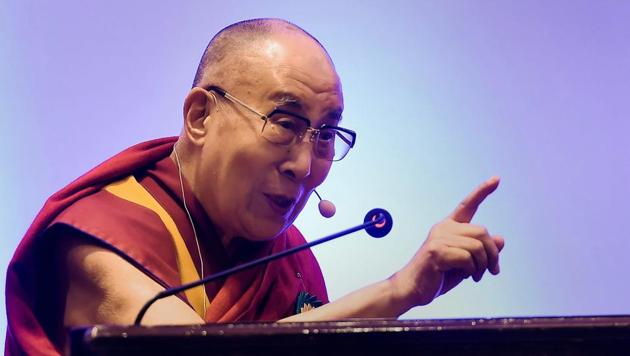 Tibetan spiritual leader the Dalai Lama addresses a function in Bengaluru on Friday.(PTI File Photo)
