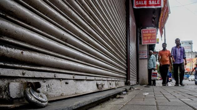 Fearing a violent situation similar to that of Chakan, most commercial establishments remained closed on Laxmi road. (Sanket Wankhade/HT Photo) 