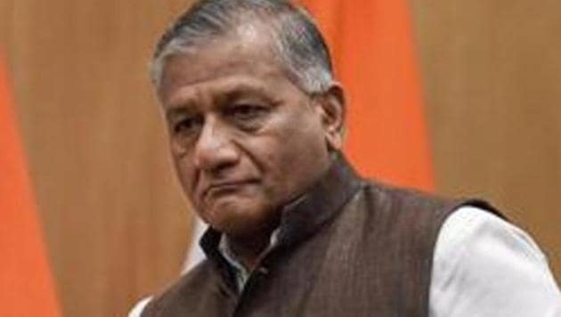 Union minister of state for external affairs minister VK Singh (pictured) told a delegation led by Jaipur MP Ramcharan Bohra in New Delhi on Thursday that Gajanand will be set free on the eve of Pakistan’s Independence Day.(PTI/File Photo)