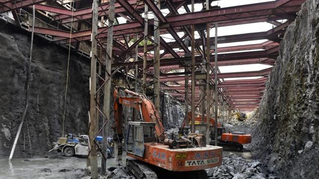 Metro-3 work in progress in south Mumbai. (HT FILE) Metro-3 work in progress in south Mumbai. (HT FILE)
