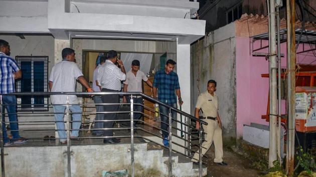 Maharashtra ATS officials raid the house of Sanatan Sanstha member Vaibhav Raut at Nalasopara in Palghar on Friday. (PTI Photo) Maharashtra ATS officials raid the house of Sanatan Sanstha member Vaibhav Raut at Nalasopara in Palghar on Friday. (PTI Photo)