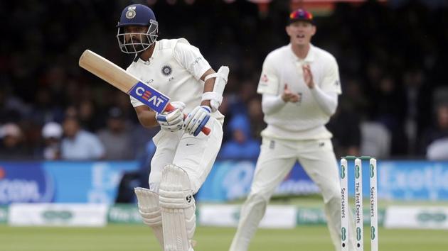 India's Ajinkya Rahane plays a shot off the bowling of England's Stuart Broad. (AP)