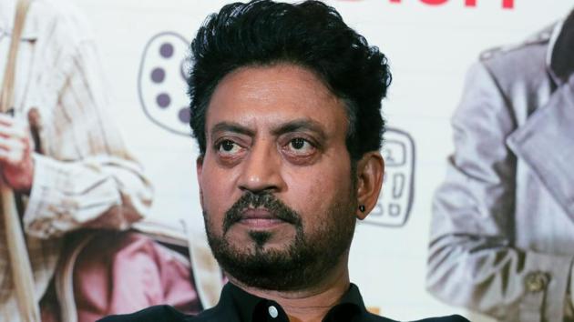 Irrfan Khan appears at a press conference to promote his film, Hindi Medium in Ahmadabad, India.(AP)