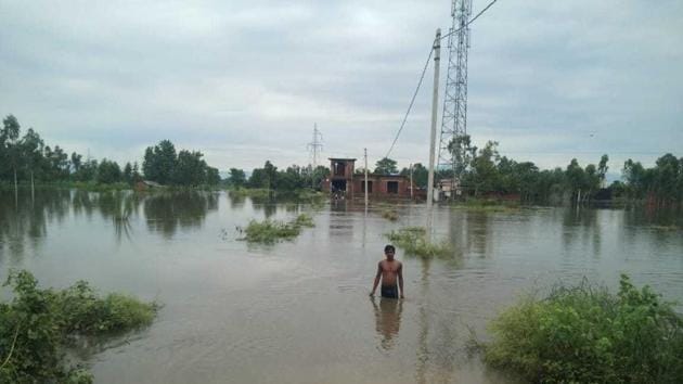 Low-lying areas in Terai areas of Kumaon region experienced heavy water-logging following heavy rain on Monday.(HT Photo)