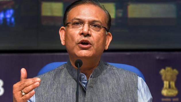 Union minister Jayant Sinha during a press conference in New Delhi.(PTI File Photo)